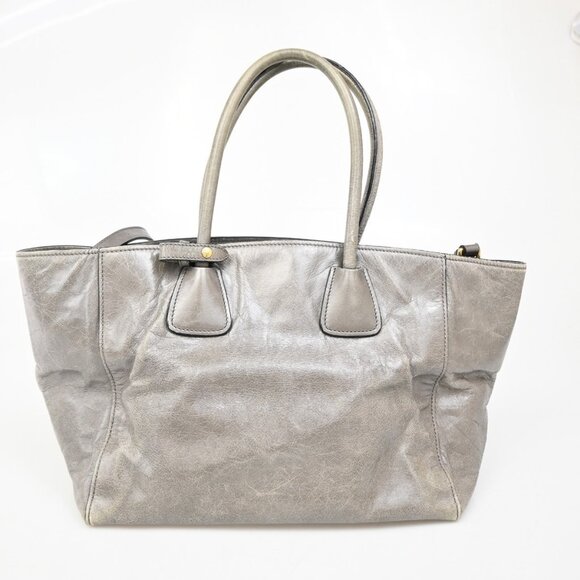 PRADA Logo 2 Way Shoulder Hand Bag Nylon Leather Gray GHW - Picture 4 of 16